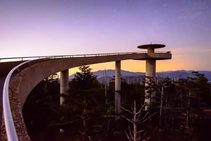 Clingmans Dome observation tower at dusk
