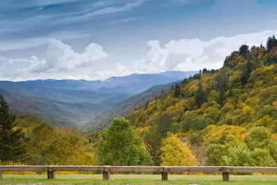 view of mountain landscape from Newfound Gap Road