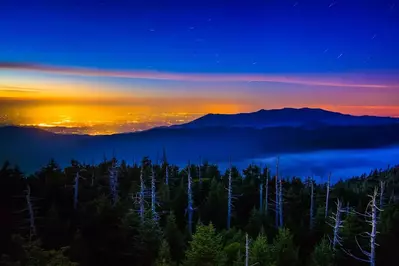 sunset and stars at Clingmans Dome