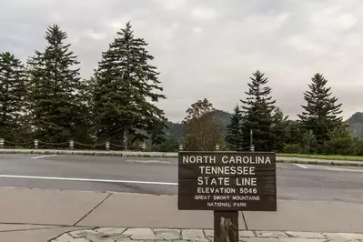 North Carolina-Tennessee state line sign at Newfound Gap