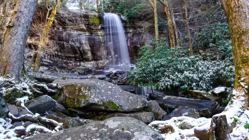 Rainbow Falls in winter