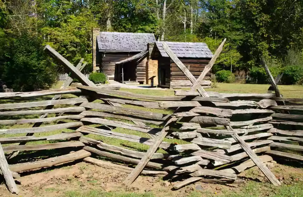 Mountain Farm Museum building with fence