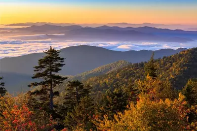 Clingmans Dome view with fall foliage