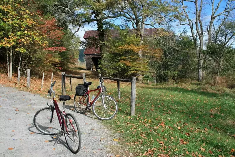 2 bicycles on the road in cades cove