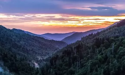 sunrise over the smoky mountains