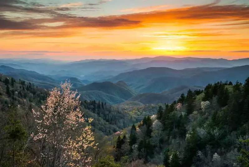 sunset in great smoky mountains national park