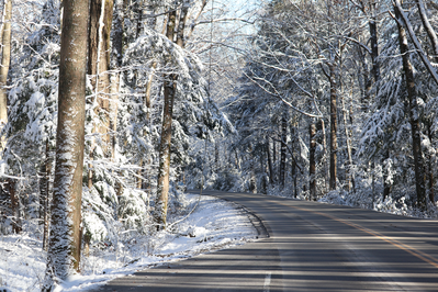 winter road smokies